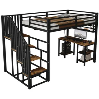 Redom Hochbett, Schwarz, Metall, 120x200 cm, Kinderzimmer & Jugendzimmer, Kindermöbel, Kinderbetten, Hochbetten