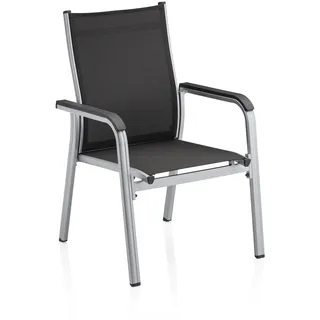 KETTLER BasicPlus Stapelsessel, silber/anthrazit, Alu/Textilene, 0301205-0000