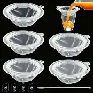 GZLFH Lebensmittel Sieb Filter - Kunststoff Feines Sieb 14 CM 5 Stk | 100 120 200 300 400 Mesh Passiersieb mit Mischwerkzeug für Ölen Kaffee Tee Saft Wein Honig