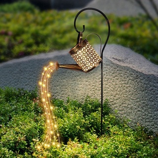 LED Solar Leuchte Gießkanne Deko-Kanne LED Wasserfall für Garten Außen Lampen, 80*24cm