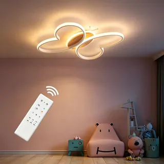 Dythwron LED Deckenlampe Kinderzimmer, Kinderzimmer Lampe Decke LED Deckenleuchte dimmbar mit Fernbedienung Kinder Deckenlampe Holz Schmetterling Deckenleuchte für Kinderzimmer (48cm 50W)