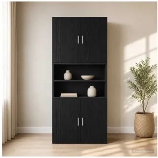 furnicato Wandhängeschrank Wandschrank 80 x 42,5 x 64 cm Schwarze eiche, 1-tlg., Umkehrbare Tür mit Pendelmechanismus für Wandregal im Innenraum schwarz