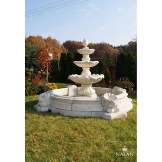 JVmoebel Skulptur Fontaine Becken Springbrunnen Brunnen Stadt Teich Skulptur Garten weiß
