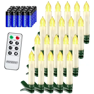 monzana Baumkerzen LED 20er Set Echtwachs Batterie Weiß