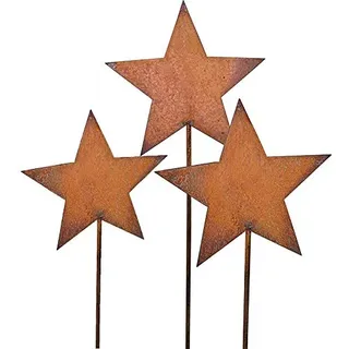 Bornhöft Gartenstecker 3er Set Sterne aus Edelrost Metall Rost Gartendekoration Weihnachten rostige Gartendekoration