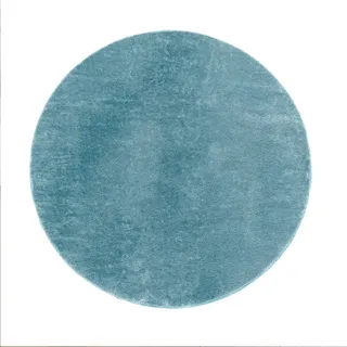 KADIMA DESIGN Teppich Kurzflor waschbar Unifarben Wohnzimmer schmutzabweisend Türkis Rund 80D | 100% Polyester | Florhöhe: 10 mm | pflegeleicht