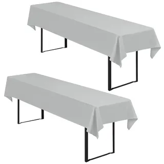 Teruntrue 2 Stück Biertischdecke 250x100cm, Tischdecke Biertisch für Für Biertische mit Einer Breite von 50 cm und Einer Breite von 70 cm (Grau)