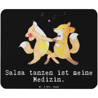Mr. & Mrs. Panda Mauspad Füchse Salsa tanzen - Schwarz - Geschenk, Mousepad, Einzigartiges Mau (1-St), Rutschfest schwarz