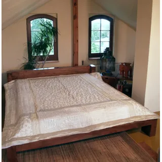 Brokat / Samt Steppdecke, Bettüberwurf, handgearbeitet, schwer, weiß