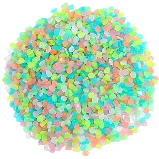 500Pcs Bunt Leuchtsteine, BetterJonny 1cm Muggelsteine Kieselsteine Dekosteine Leuchtend Stein Fluoreszierende