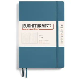 Leuchtturm1917 363399 Notizbuch Medium (A5), Softcover, 123 nummerierte Seiten, Stone Blue, dotted