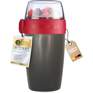 Westmark Müslibecher – praktischer Joghurtbecher to go, Becher ideal für Müsli, Suppe, Porridge oder Joghurt, Mikrowellen- und Tiefkühler-geeignet – 700 ml, BPA-frei, Grau