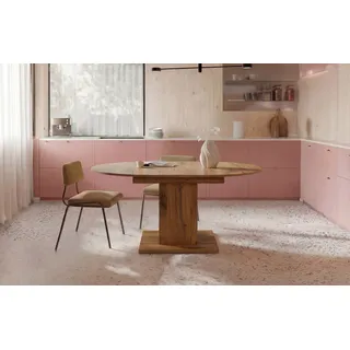 B&D home Säulen-Esstisch WIM, Holztisch, rund, ausziehbar 100-140cm, 4-6 Personen, versch. Farben braun
