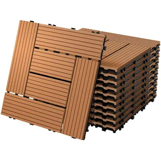 ECD Germany WPC Terrassenfliesen Hellbraun 30 x 30 cm 55 St.