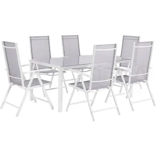 Beliani Gartenmöbel Set 7-tlg. Grau/Weiß