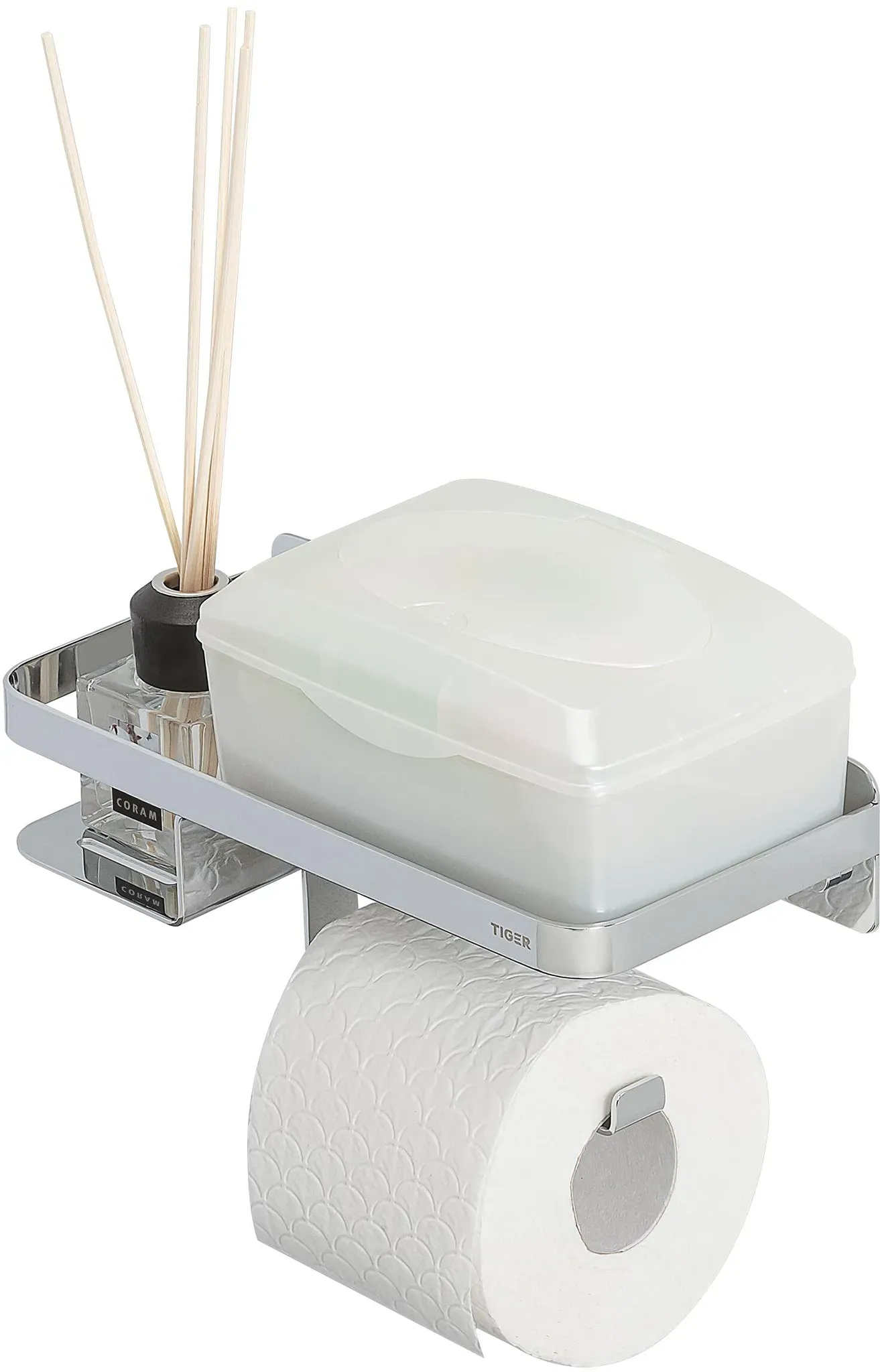 Tiger Tess Reserverollenhalter, Weiß/hellgrau, Für 2 Toilettenpapierrollen - Mit Deckel, Aus Kunststoff