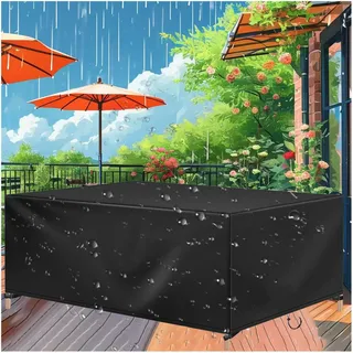 AJALGZ Wasserdicht Gartenmöbel Abdeckung 150x140x95cm/LxBxH Wetterfest Winddicht Anti-UV 420d Oxford Gewebe Abdeckplane Loungemöbel für Gartensofas,Gartentisch Sitzgruppe Abdeckhauben für Möbelsets