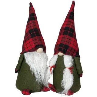Christmas Paradise Weihnachtsfigur stehender Wichtel 22cm (36cm) (Weihnachtswichtel, 2 St., im Set), Gnom Pärchen, 2 Designs Mann und Frau, Weihnachtsdeko Rot-Grün bunt