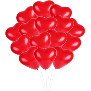Herzluftballons Rot 50 Stück, Herz Luftballon, 12 Zoll Ballons mit Herzform für Hochzeitsdeko Rot Hochzeitsballons für Hochzeitsfeier, Anniversary, Heiratsantrag Partyschmuck, JGA Deko