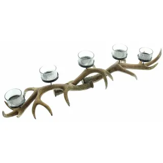 Home-trends24.de Kerzenhalter Kerzenhalter Geweih Teelichthalter Kerzenhalter Hirsch Dunkelbraun