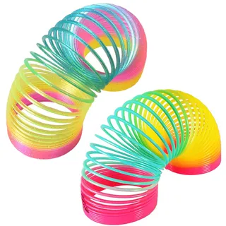 LIMEOW 2 Stück Slinky Spielzeug Sprungfeder Spielzeug Spirale Treppenläufer | Spirale Kinderspielzeug Treppenläufer Spirale Regenbogen Spirale Treppenläufer Geburtstagsgeschenke für Kinder( 9 * 8,5cm )