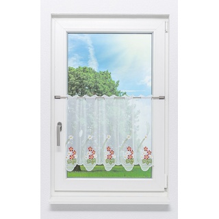 Scheibengardine Plauener Spitze - Frühlingsblüten " (Bx H) 49,5cm * 50cm" Rot/multicolor