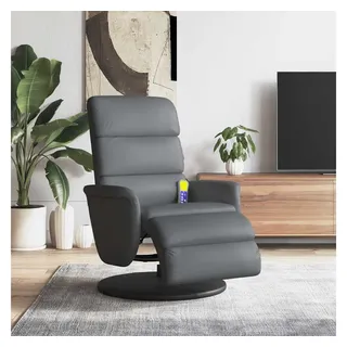 vidaXL Massagesessel mit Fußteil Kunstleder 98 x 106 x 0 cm Grau drehbar