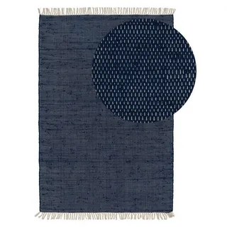 benuta basic Kurzflor Teppich aus recyceltem Material Tom Dunkelblau 70x120 cm - Moderner Teppich für Wohnzimmer