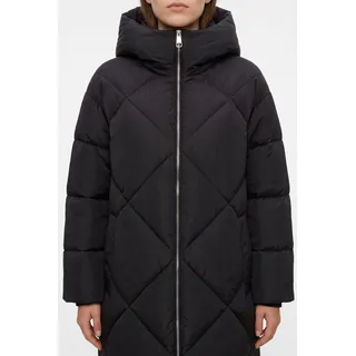 Steppmantel BOSS ORANGE "Pyrani Premium Damenmode", Damen, Gr. 42, schwarz 001, Web, Obermaterial: 100% Polyamid, unifarben, regular fit lang, elastischer Bund, Mäntel Steppmantel, mit wasserabweisendem Finish, Kapuze
