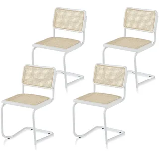 KHG 4er-Set Schwingstühle Freischwinger weiß Made in Italy, für Esszimmer
