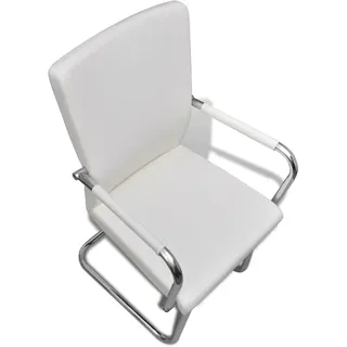 vidaXL Freischwinger Kunstleder weiß 2er Set