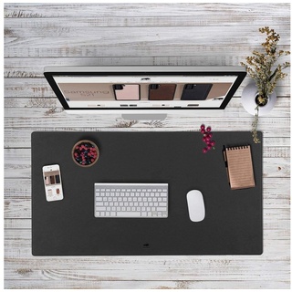 Solo Pelle Schreibtischunterlage Hochwertige Schreibtischunterlage Leder für Bürotisch - handgefertigte Schreibunterlage aus Leder - Edel Schreibtisch Unterlage (48cm x 90cm) schwarz