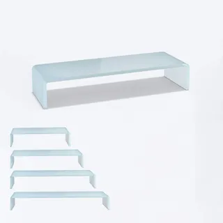 bijon TV Aufsatz Glas Bildschirm-Erhöhung | PC Monitor-Erhöhung, Schreibtisch-Aufsatz für Laptop Erhöhung, Monitor-Erhöhung | (B/T/H) 700x300x130mm - superweiß