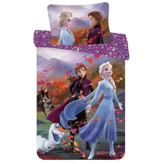 Disney Frozen 2 Baby Bettwäsche Set Baumwolle, Bettbezug 100x135 cm, Kissenbezug 40x60 cm