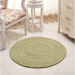Nicole Knupfer Handmade Geflochten Rund Teppich für Wohnzimmer, Schlafzimmer, Badezimmer, Kinderzimmer - Tatami Teppich (Grün, 40x40cm)