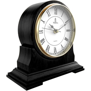 Kaminuhr für Wohnzimmer – schwarzer Holzmantel Uhr batteriebetrieben – leise Holzmantel Uhr für Wohnzimmer Dekor über Kaminsims, Büro, Tisch, Regal & Heimdekoration Geschenk 22,9 x 21,6 cm