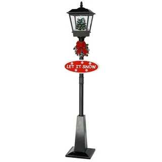 foolonli LED Laterne Schneiende Stand LED Laterne 180 cm Schwarz Weihnachtsbaum geschmückt, Musik und Schneegestöber separat abschaltbar, LED fest integriert schwarz