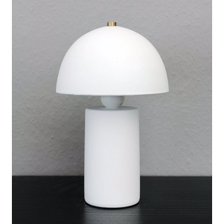 Arnusa Teichleuchte Tischlampe Pilz Keramik Weiß 17x28 cm Nachttischlampe modern, Ohne Leuchtmittel, kleine Beistelllampe Leselampe blendfrei weiß