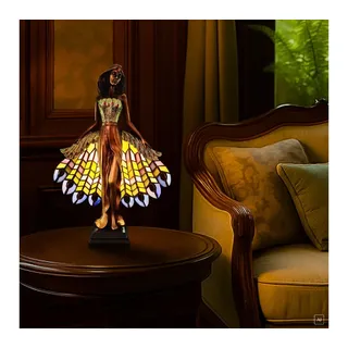ABC home Tischleuchte Tiffany-Stil Dame Mehrfarbig