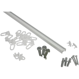 GARDINIA Aluminium-Schiene 13 mm, 1-läufige Vorhangschiene, Gardinenstange, Inkl. Zubehör, 150 cm, Weiß