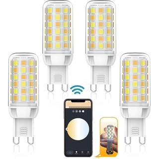 Smarte G9 LED Glühbirne, Alexa WiFi LED Glühbirnen, Dimmbar kein Flimmern, 4W 320lm intelligent G9 LED Bulb, App Steuern Kompatibel mit Alexa und Google Home, Sprachsteuerung, 4er Pack