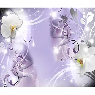 decomonkey Fototapete Blumen Abstrakt 300x210 cm XXL Tapete Wandbild Bild Fototapeten Tapeten Wandtapete Wandtapeten Orchidee Ornament