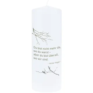 Dolorino Trauerkerze mit Spruch Du bist nicht mehr da | liebevolles Symbol des Trostes | made in Germany | 120 Std. Brenndauer | 8x20cm