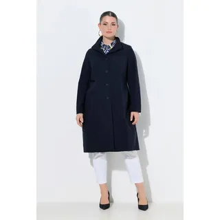 Ulla Popken Wintermantel Bengalin-Mantel A-Linie Stehkragen Langarm Stretch blau 46/48
