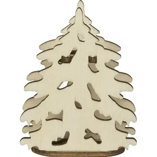 Aufsteck Holzbaum für Weihnachtsbaumbeleuchtung Lichterbogen 5,5x6,5x2,5cm Tanne