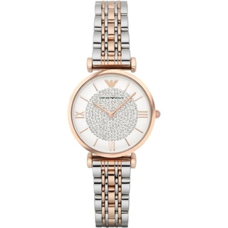 Emporio Armani Uhr für Damen , Zweizeiger Uhrwerk, 32mm Rose Gold Edelstahlgehäuse mit Edelstahlarmband, AR1926