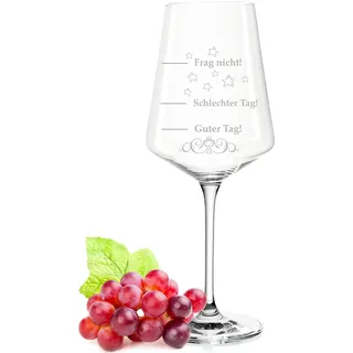 Leonardo Puccini Weinglas mit Gravur - Schlechter Tag, Guter Tag, Frag nicht! - Riesen XXL Stimmungsglas mit Spruch - 750 ml - Geschenk für Weinliebhaber - Originelle Geschenkidee für Sie & Ihn