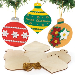 Baker Ross FC117 Weihnachtskugeln aus Holz - 12er Pack, Weihnachtsbaumschmuck zum Selbermachen, Holzbasteleien für Kinder, Holzdekorationen für Weihnachtsbäume