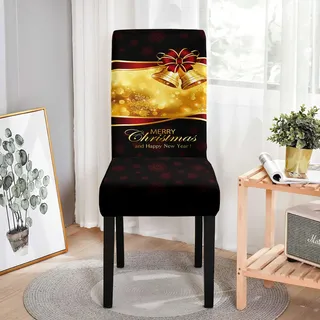 Hixingo Stuhlhussen 1 2 4 6er Set,Weihnachten Druck Stretch Stuhlhussen Schwingstühle Waschbar Stuhlbezug,Esszimmerstühle Stuhlbezüge für Küche,Restaurant,Bankett (2er Set,Weihnachten 4)