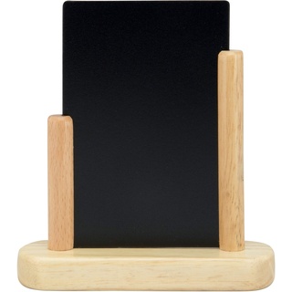 Securit Tischkreidetafel Elegant, Tischaufsteller mit beidseitiger Tafeloberfläche mit Holzsockel in U-Form, mit einem weißen Kreidestift, ca. 17,5 x 15,5 cm groß